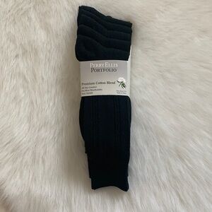 Perry Ellis Portfolio Premium Cotton Blend Socks - Black Size 7-12